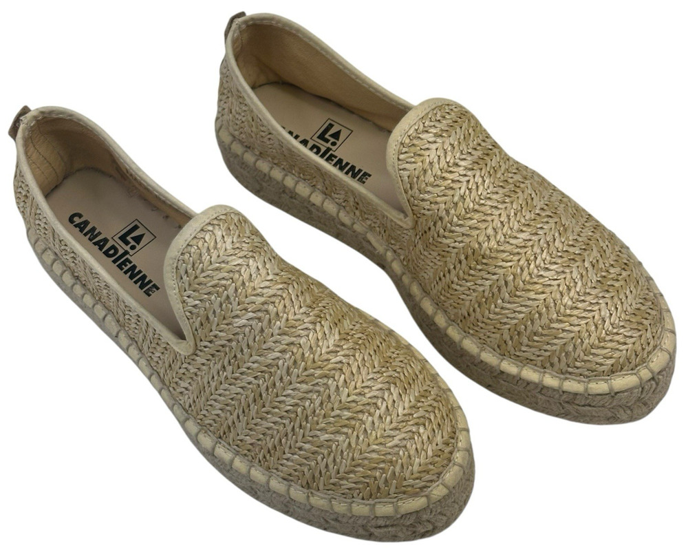 La Canadienne Clay Rattan Platform Woven Loafers Size EU 38 US 8 New $250